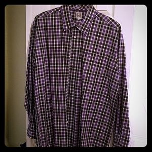 Purple, white, grey and black long sleeve shirt